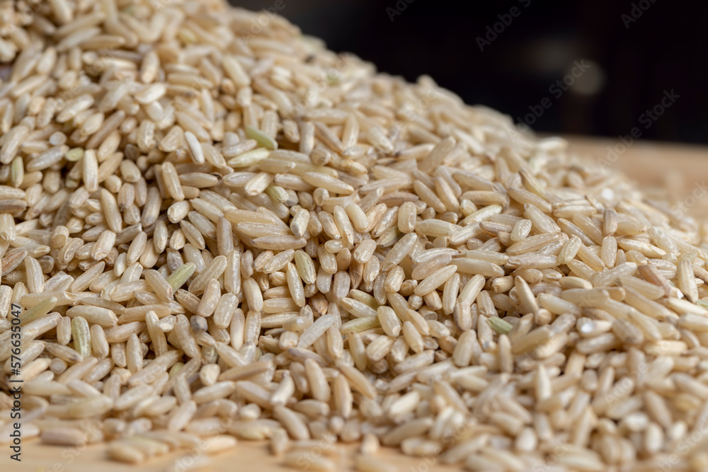 Unprocessed healthy dark rice, close up Unprocessed healthy dark rice, close up