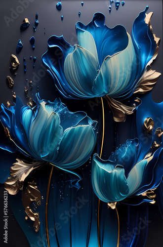 Abstract of blue tulips. Generative AI. #576636233