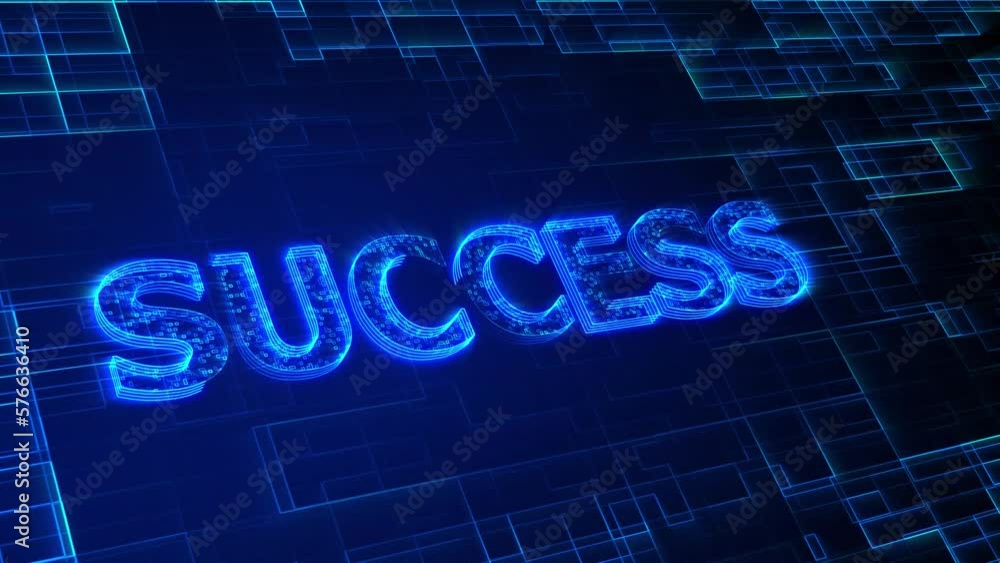 Success text animation 4k. word on digital screen. Success text animation 4k. word on digital screen.