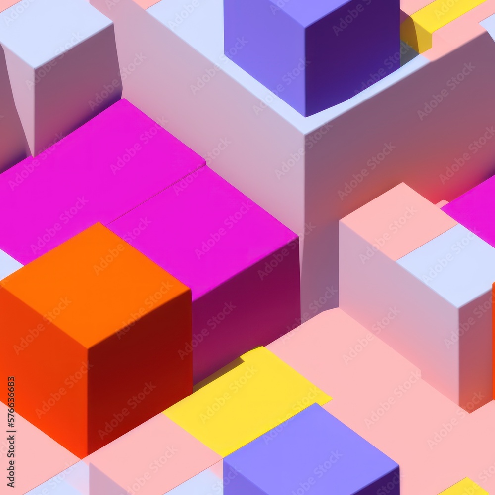 Abstract 3D isometric cube pattern background with a pastel color palette, generative ai Abstract 3D isometric cube pattern background with a pastel color palette, generative ai