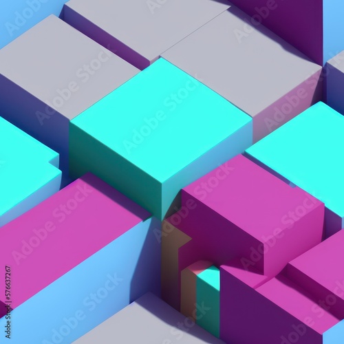 Abstract 3D isometric cube pattern background with a pastel color palette  generative ai