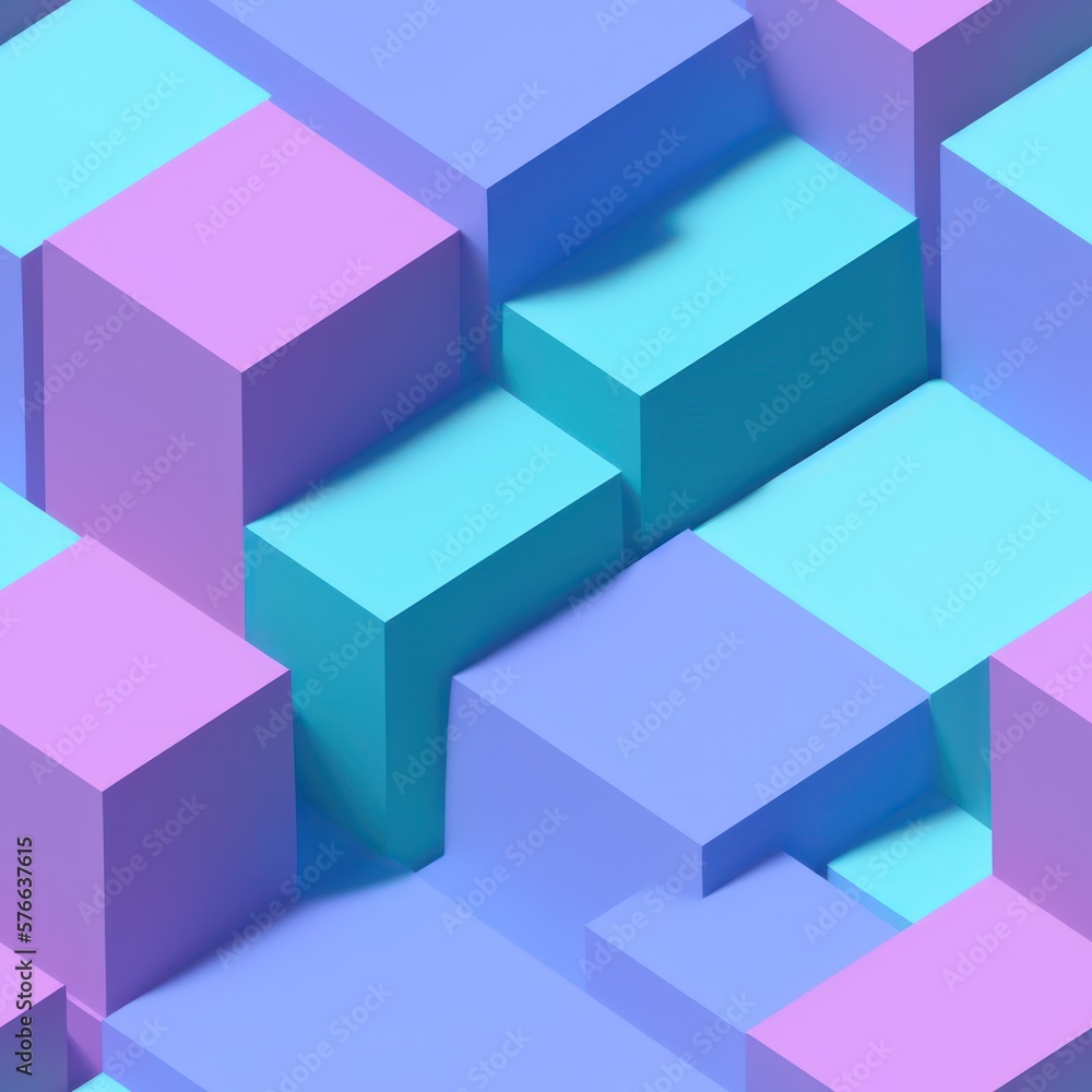Abstract 3D isometric cube pattern background with a pastel color palette, generative ai Abstract 3D isometric cube pattern background with a pastel color palette, generative ai