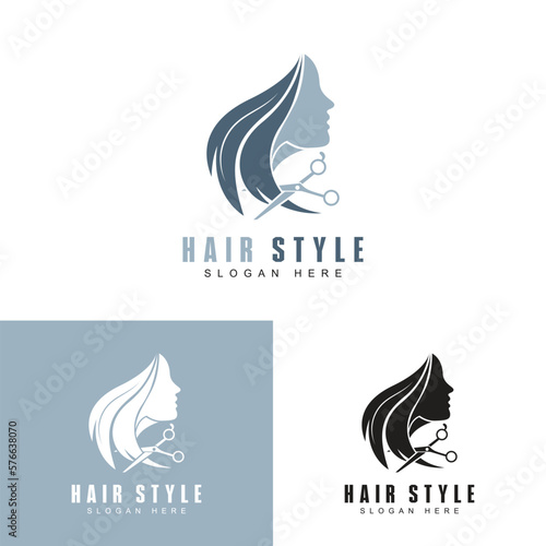 Hair salon logo design template. Beautiful hairstyle sign.