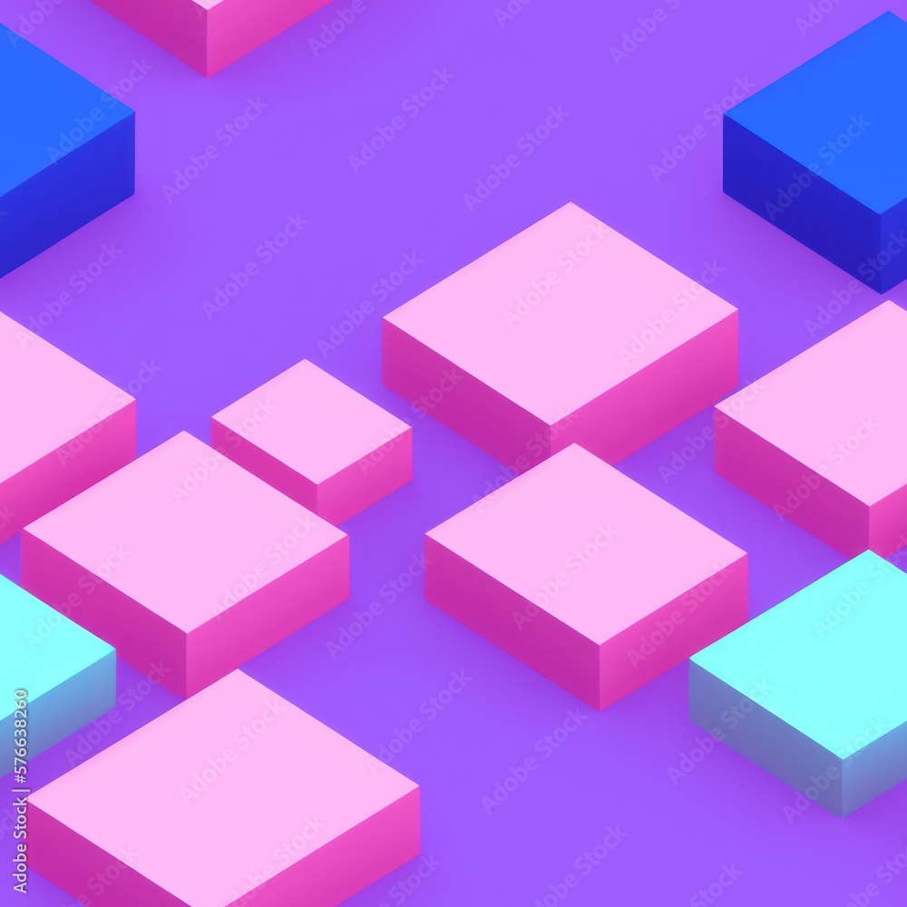Fototapeta premium Abstract 3D isometric cube pattern background with a pastel color palette, generative ai