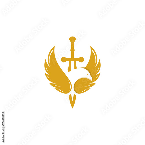 sword and wings symbol logo with elegant design style 