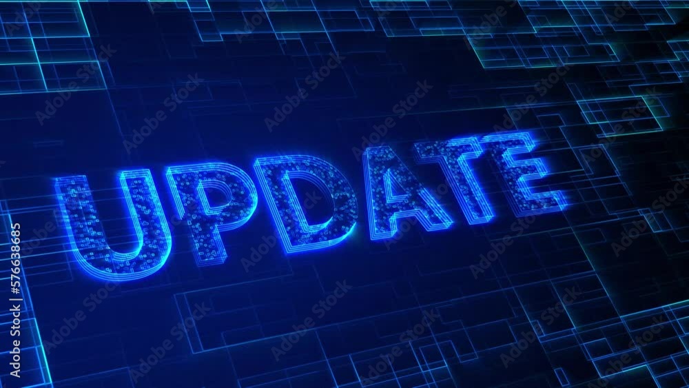 Update text animation 4k. word on digital screen. Update text animation 4k. word on digital screen.