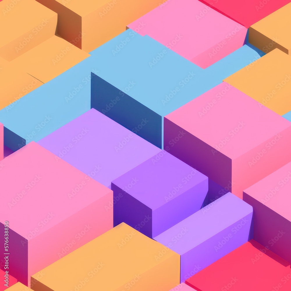 Abstract 3D isometric cube pattern background with a pastel color palette, generative ai Abstract 3D isometric cube pattern background with a pastel color palette, generative ai