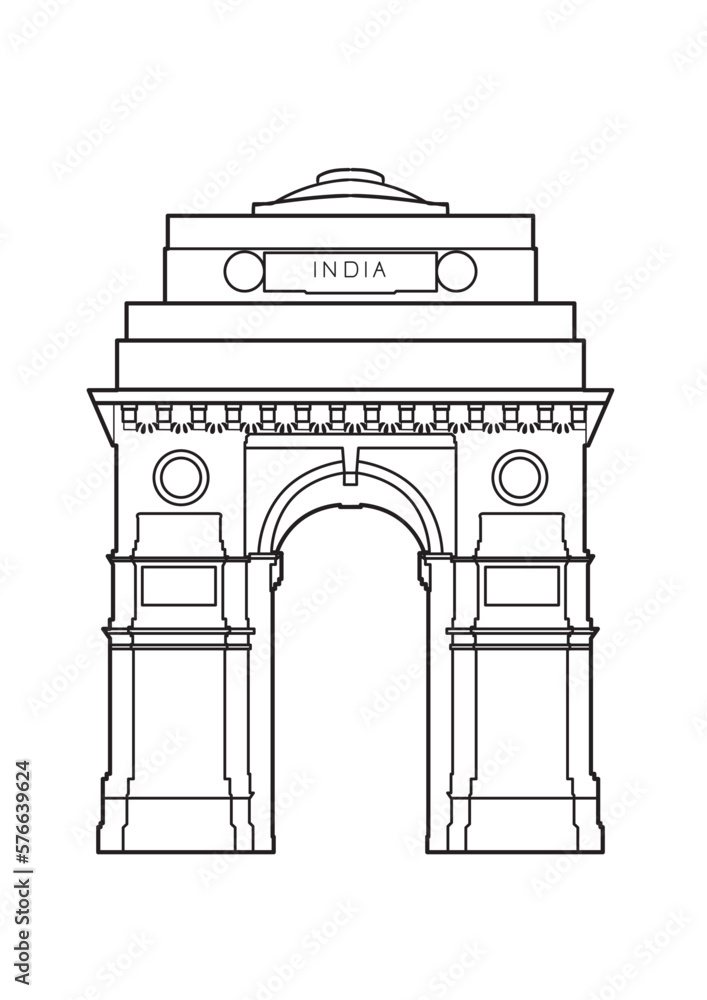 gateway of India line sketch Stock Vector | Adobe Stock