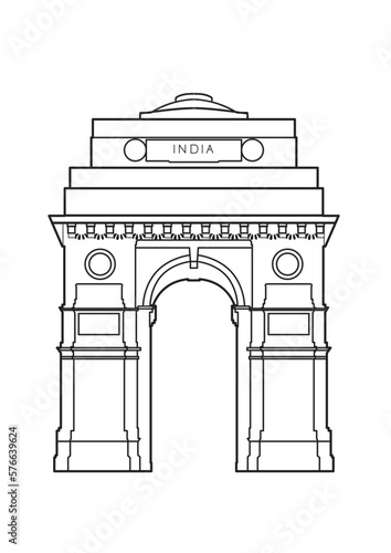 India Gate line sketch photo