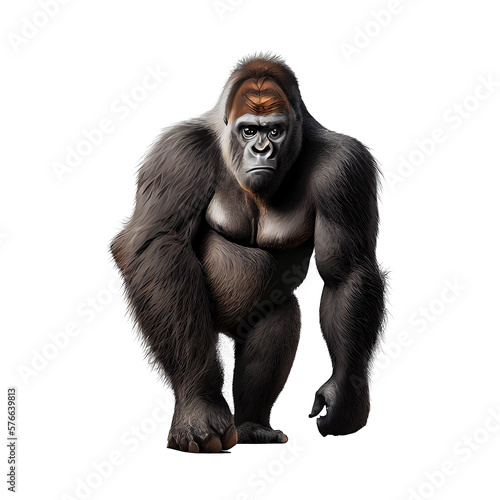 gorilla stand on isolated