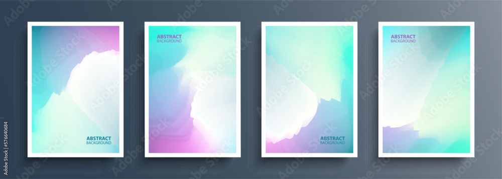 Set of abstract backgrounds with dynamic color gradients. Graphic templates collection for brochures, posters, flyers and covers. Vector illustration.