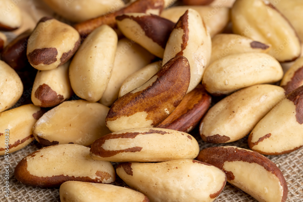 Brazil nuts peeled from the shell on the table Brazil nuts peeled from the shell on the table