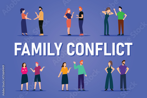 Collection of pairs of people during conflict or disagreement 2d vector illustration concept for banner, website, illustration, landing page, flyer, etc.