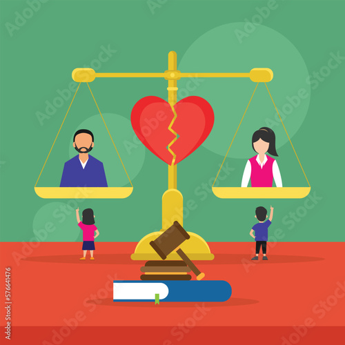 Marriage conflict as breakup consequences 2d vector illustration concept for banner, website, illustration, landing page, flyer, etc.