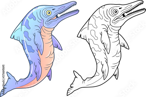 prehistoric marine dinosaur ichthyosaur, illustration design