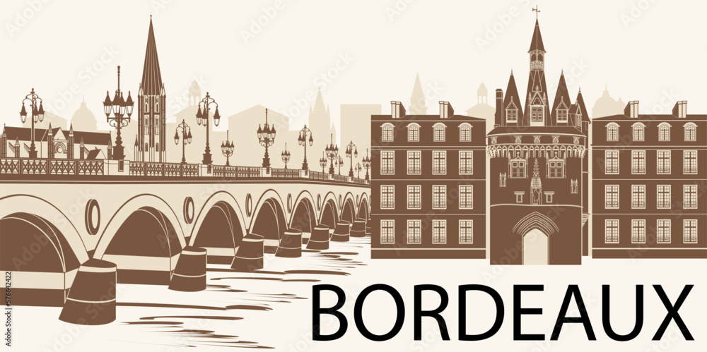 Fototapeta premium Set of Bordeaux landmarks