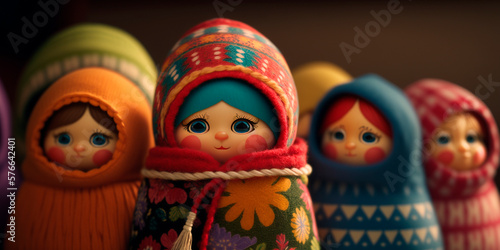 Vibrant Matryoshkas, Traditional Russian Nesting Dolls