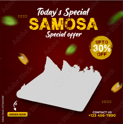 Delicious samosa and food menu social media post and banner