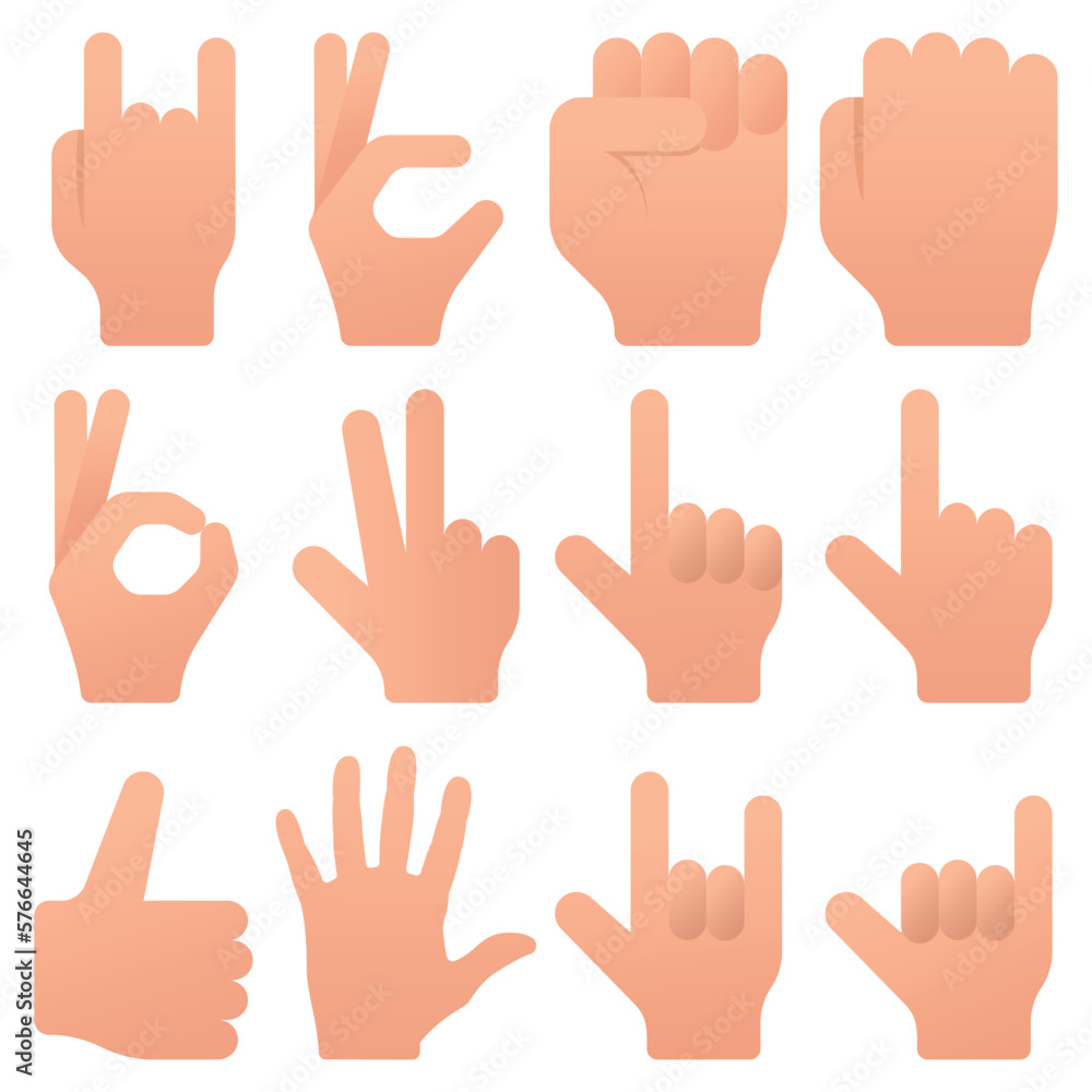 Set Of Various Hand Gestures Set Of Various Hand Gestures
