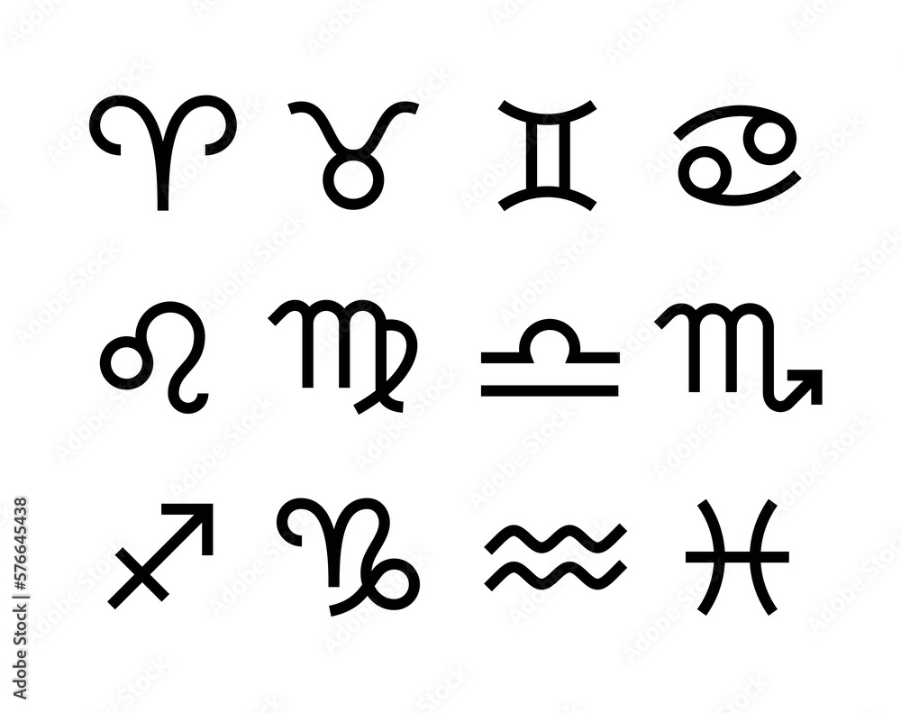 Vetor de Collection of zodiac signs icons. 12 signs of astrology