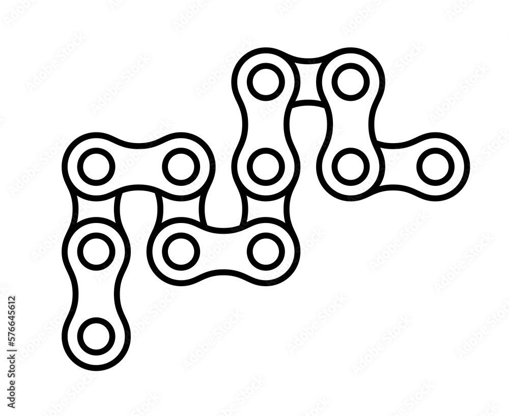 Roller chain links icon. Motorcycle or bicycle chain. Symbol of mechanisms or machines. Roller chain links icon. Motorcycle or bicycle chain. Symbol of mechanisms or machines.