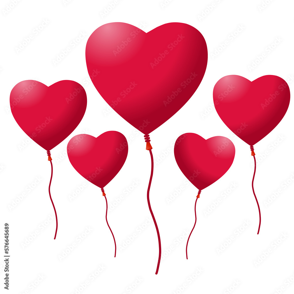 red heart balloons illustration