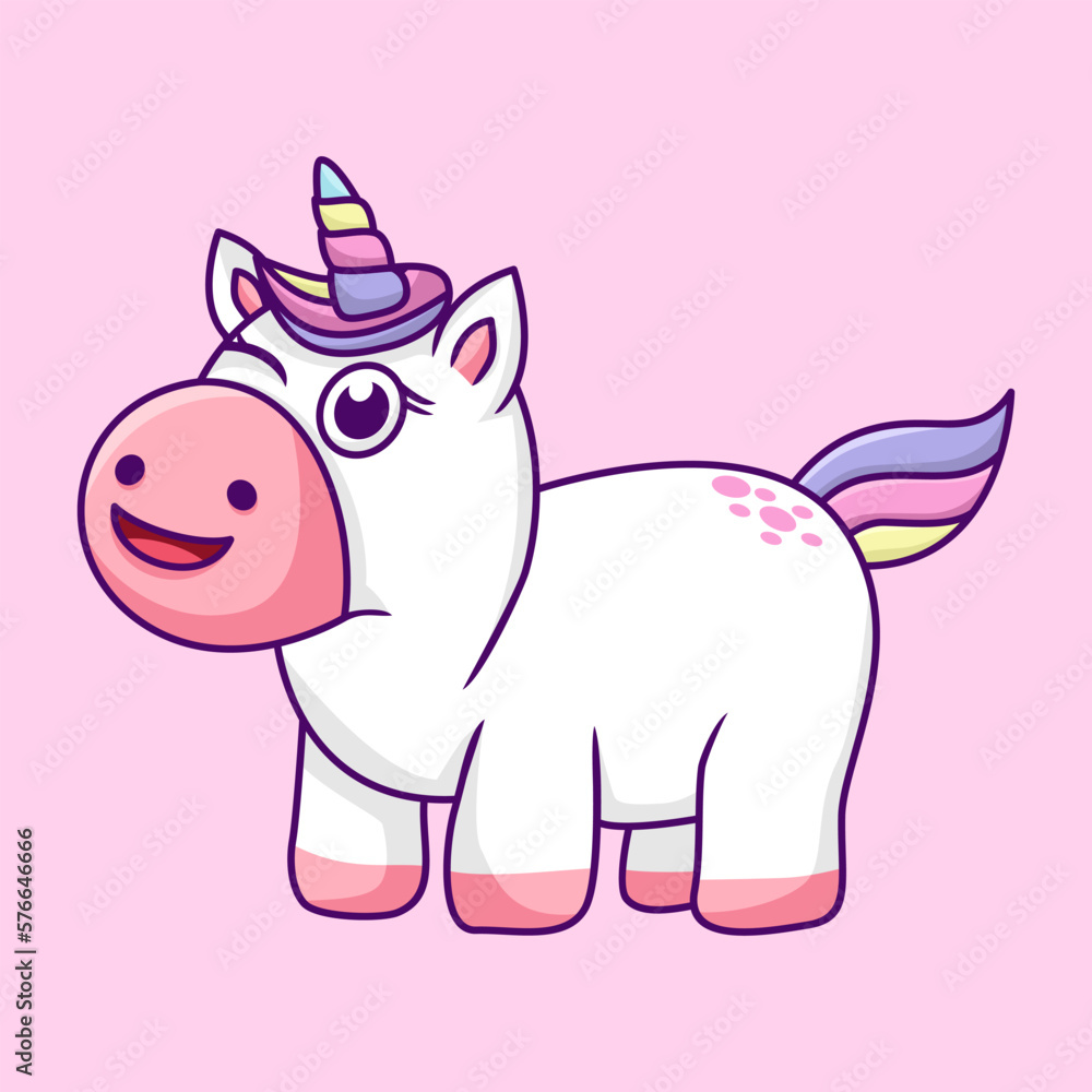 Naklejka premium Cute unicorn illustration, cute and fun