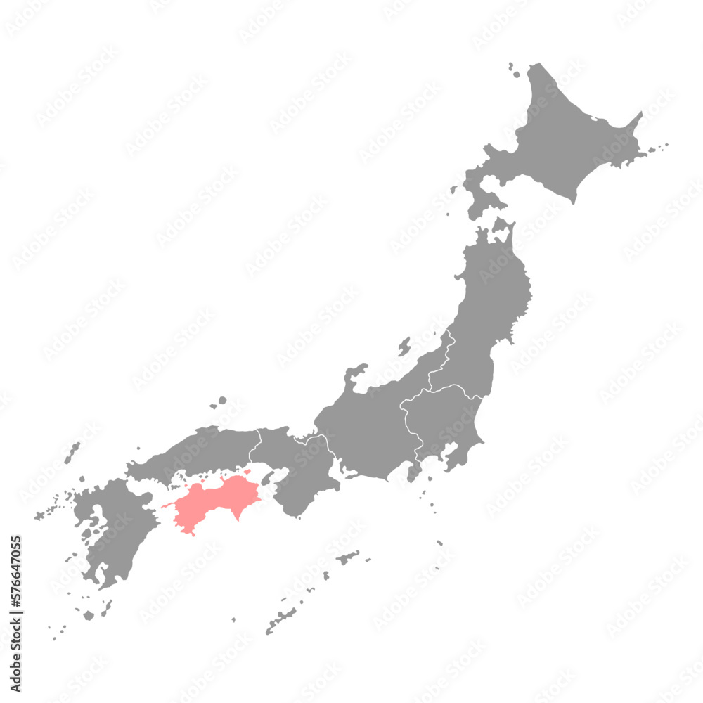 Shikoku map, Japan region. Vector illustration Shikoku map, Japan region. Vector illustration