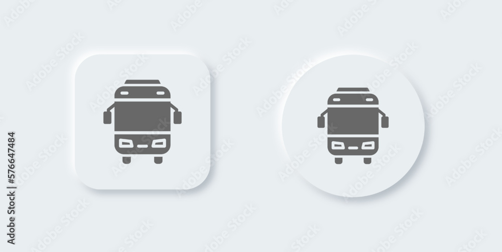 Bus solid icon in neomorphic design style. Transport signs vector illustration.