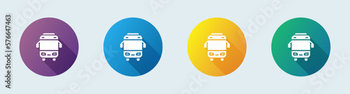 Bus solid icon in flat design style. Transport signs vector illustration.