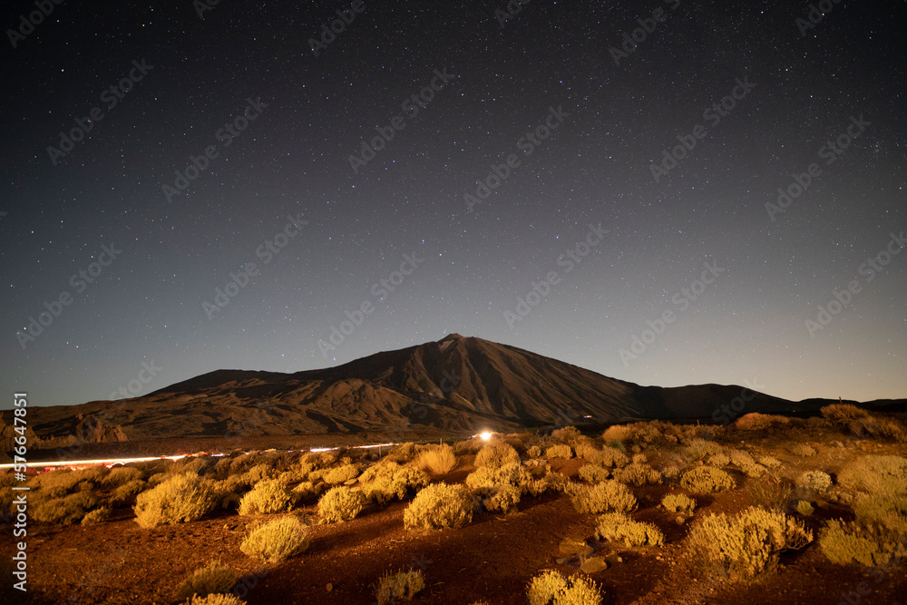 Fototapeta premium Night Sky Landscape at volcano Teide in Tenerife