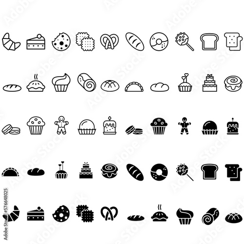 Bakery icon vector set. cooking illustration sign collection. bake symbol. food logo.