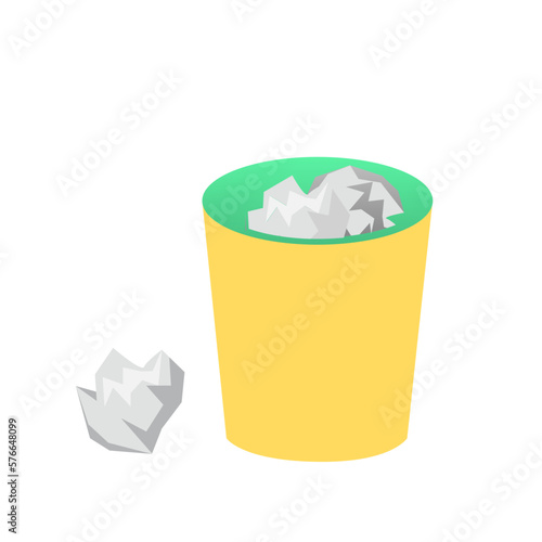 trashcan with paper