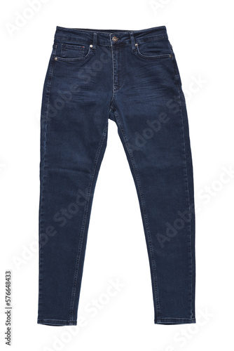 Blue jeans trouser isolated on the white background.