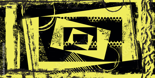 Grunge urban background. Overlay splattered textured banner. Vector shape with a halftone dots. Distressed dirty design element for print, template, brochure, social media