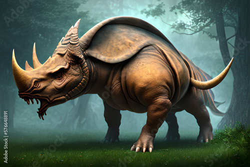 Triceratops Dinosaur  Generative AI Illustration