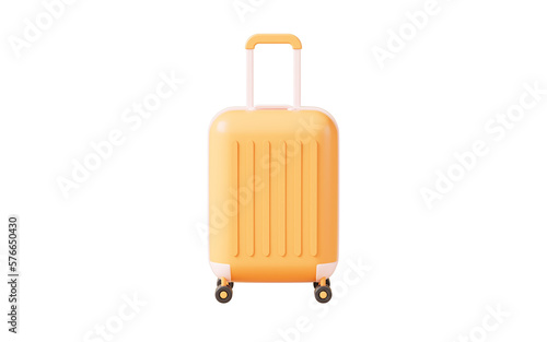 A yellow luggage in the white background, 3d rendering.