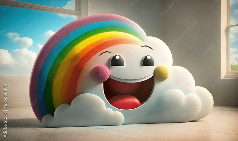 a rainbow cloud with a smiling face and tongue sticking out. generative ai a rainbow cloud with a smiling face and tongue sticking out. generative ai