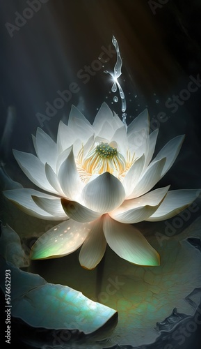 Beautifulglowing white  lotus flower, Generative Ai. photo