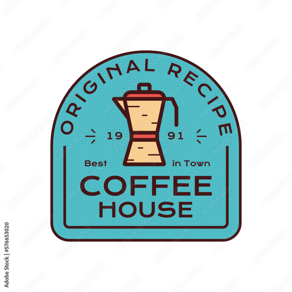 Naklejka premium Coffee Logo vector template. Coffee Badge design for cafe, restaurant, coffee house. Stock emblem graphics