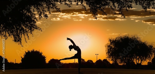 Yoga Helps Ease and Calm The Mind, Sunset, Generative Ai