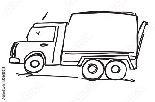 truck on a white background hand drawn vector illustration