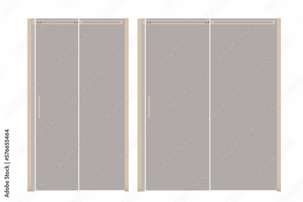 interior doors isolated on white background, interior furniture, 3D illustration, cg render