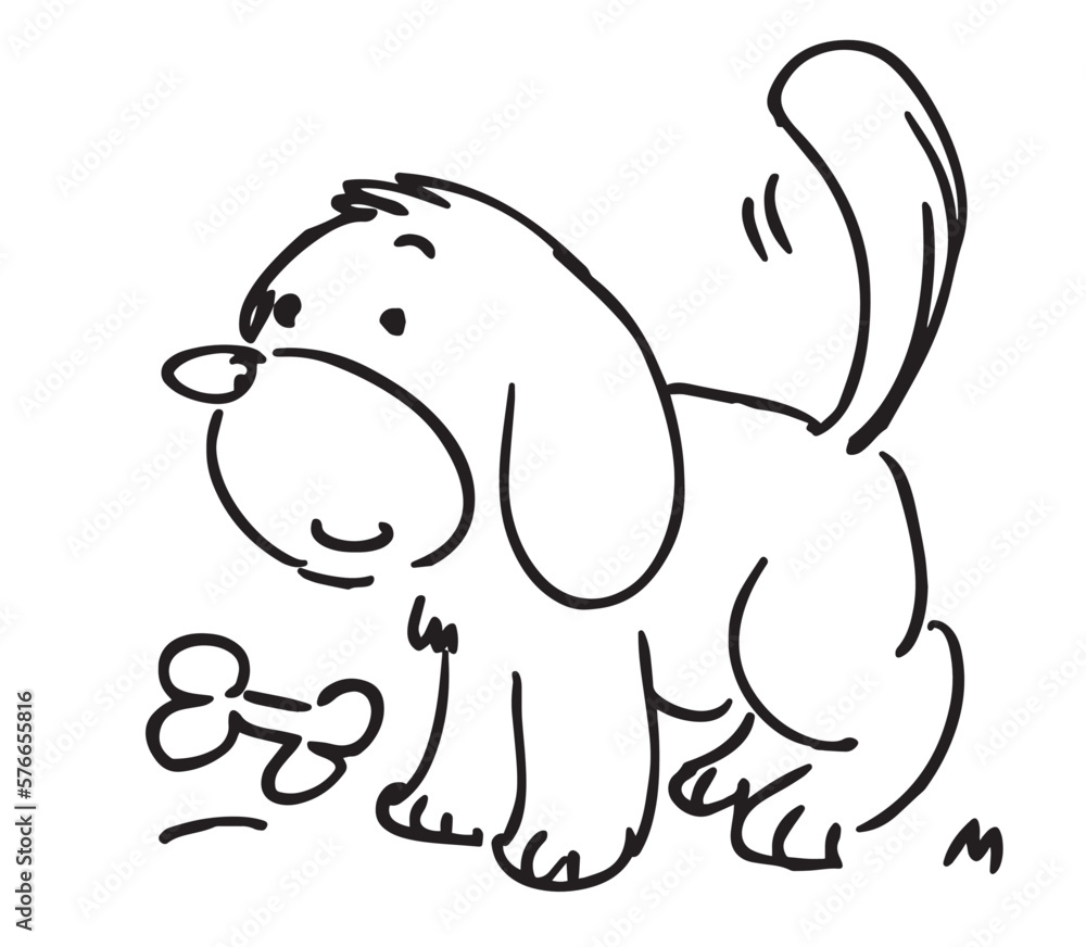 dog with bone hand drawn vector illustration dog with bone hand drawn vector illustration