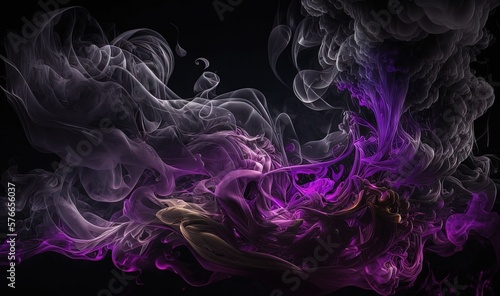  a purple and black background with smoke in the middle of it. generative ai