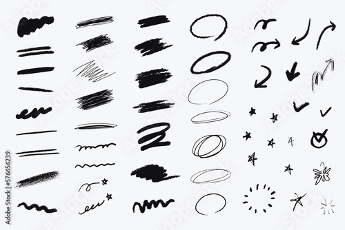 set of hand drawn splashes