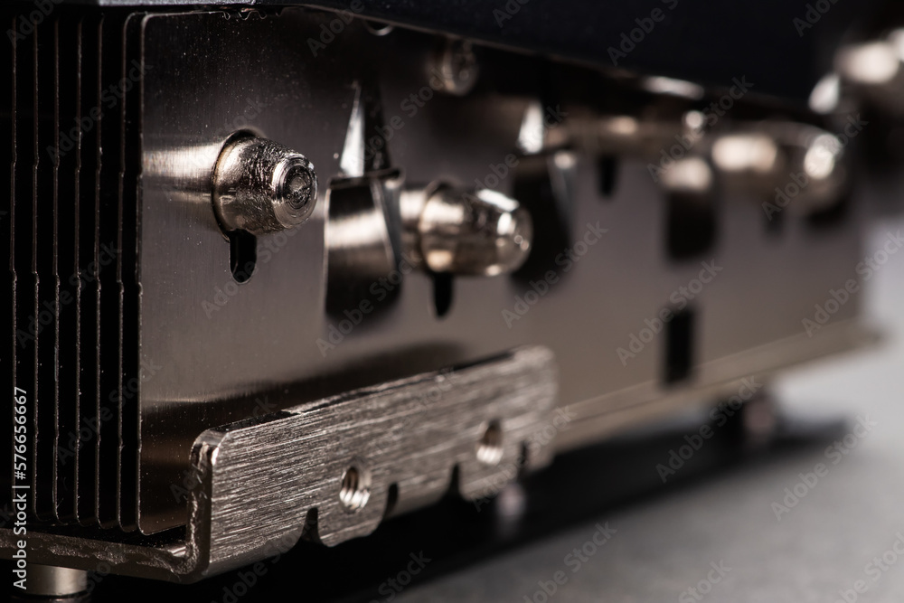 Aaluminum cooling radiator of the video card close up Aaluminum cooling radiator of the video card close up