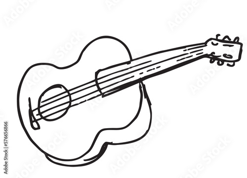 acoustic guitar hand drawn vector illustration