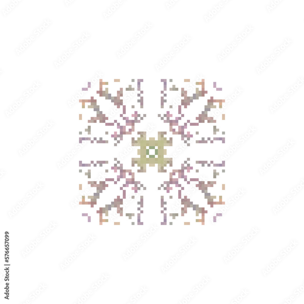 Pixel snowflake art made of small squares Pixel snowflake art made of small squares