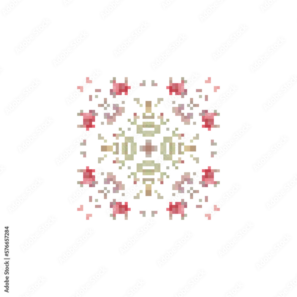 Pixel snowflake art made of small squares Pixel snowflake art made of small squares
